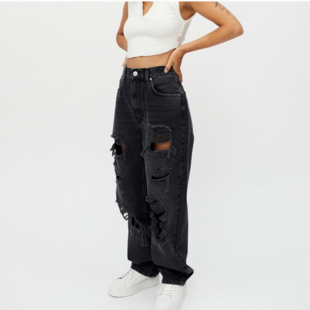 BDG Urban Outfitters Washed womens Black Destroy Modern Boyfriend Jeans